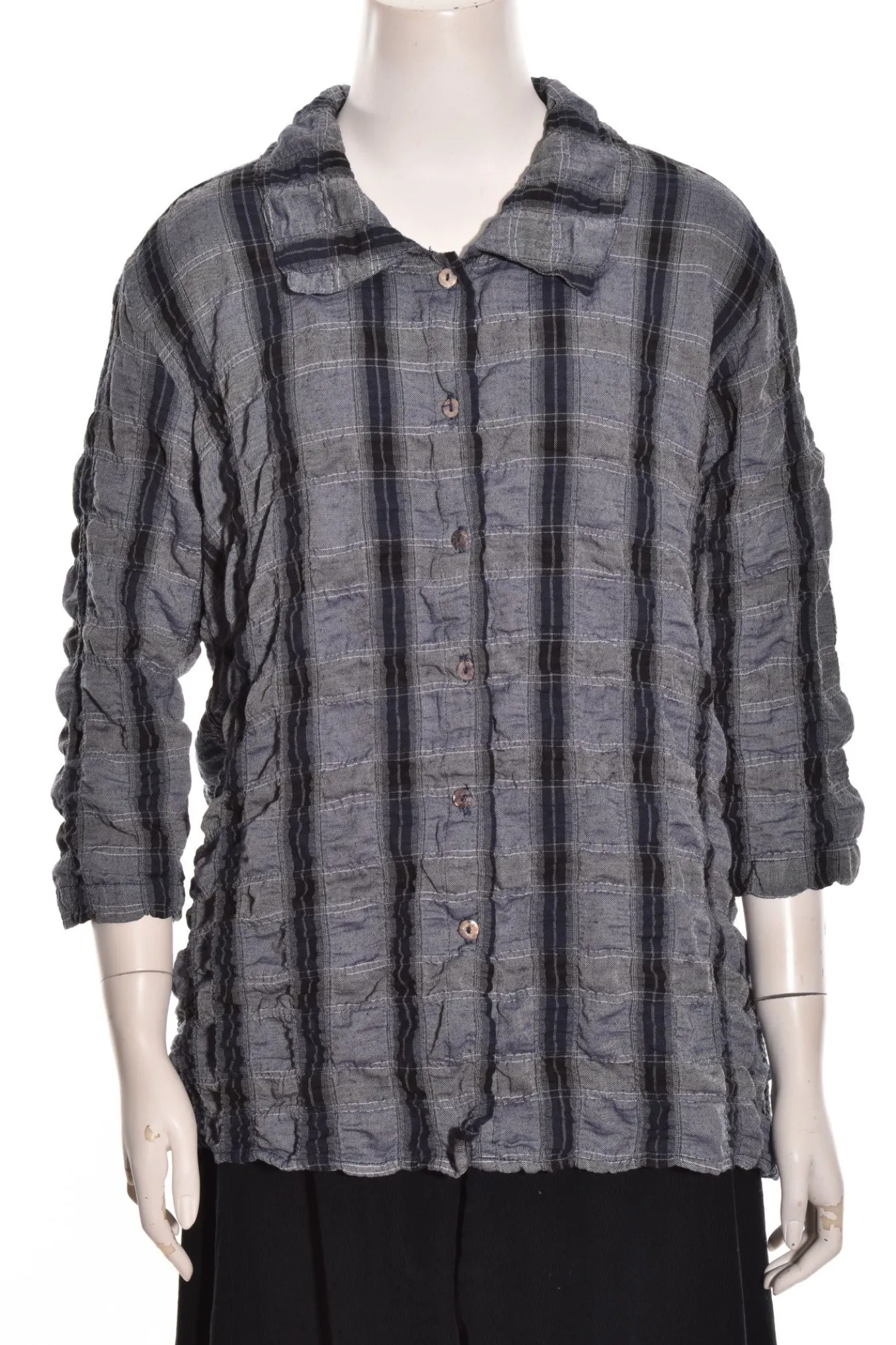 Cut Loose. Hi-Low Shirt In Crinkled Plaid.